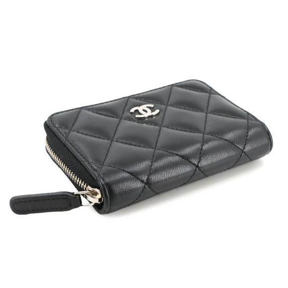 Exhibited Chanel Matelasse Coin Case Coin Purse Lambskin Black Coco Mark Ap0216 - Picture 4 of 7